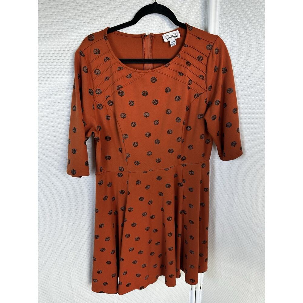 Unique Vintage brand Halloween Pumpkin Jack-o'-lantern dress XL 1x 16 - Picture 5 of 15